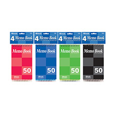 50 Ct. 3in x 5in Top Bound Spiral Memo Books (4 per Pack)