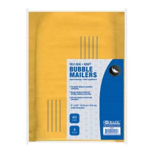 6" x 9.25" (#0) Self-Seal Bubble Mailers / Envelopes  (4/Pack)