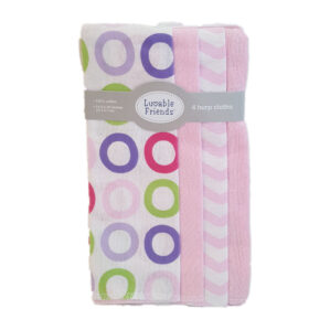 LUVABLE FRIENDS BURP CLOTH 4PK