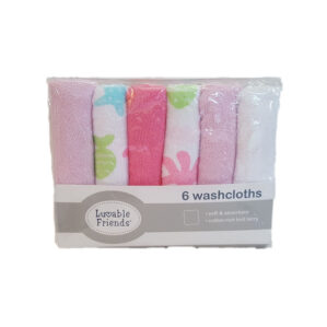 LUVABLE FRIENDS WASHCLOTH 6PK