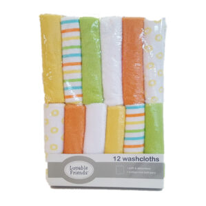 LUVABLE FRIENDS WASHCLOTHS 12PK
