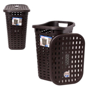 22.38" H PLASTIC ESPRESSO WEAVE HAMPER