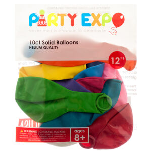 BALLOON SOLID 10CT ASST CLR 12in