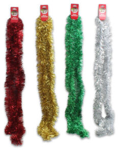 Christmas Foil Tinsel Garland - Asst, 6.58ft
