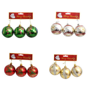 Christmas Glittered Ball Ornament 3pk - Asst, 67mm