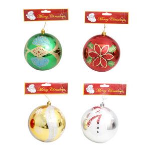 Christmas Glittered Bauble Ornament - Asst, 112mm