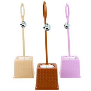 Plastic Toilet Brush with Weave-Design Holder-Asst