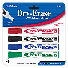 Dry-Erase Markers Assorted Color Chisel Tip 6PK