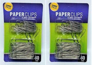 Paper Clips 80 pack Combo pack 40Jumbo/40 standard