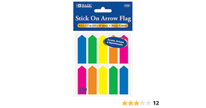 Neon Color Stick On Flags 0.5" X 1.7"  250 Flags 5155