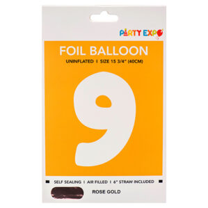 FOIL BALLOON 40CM ROSE GOLD NUMBER 9