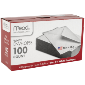 White Envelopes Mead 100ct No 6 3/4
