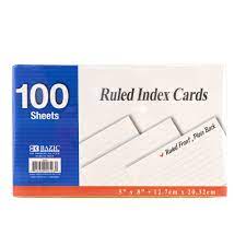RULED INDEX CARDS 5'' X 8''