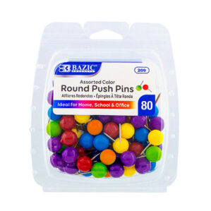 Assorted Color Round Push Pins (80/Pack)