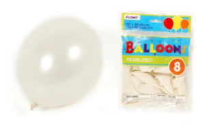 BALLOON PEARLIZED WHITE 12" 8CT