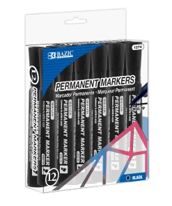 Black Colors Chisel Tip Desk Style Permanent Markers (12/Box)
