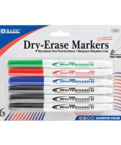 Assorted Colors Fine Tip Dry-Erase Markers (6/Pack)