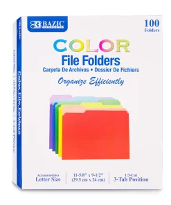 1/3 Cut Letter Size Color File Folder (100/Box)