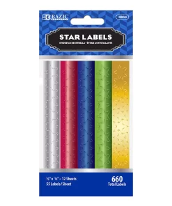 Assorted Color Foil Star Label (660/Pack)