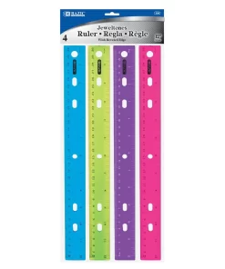 12" (30cm) Jeweltones Color Ruler (4/Pack)