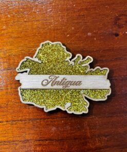 Antigua shaped glitter magnet asst colors (gold, silver, black, red, green, mirror gold and silver)
