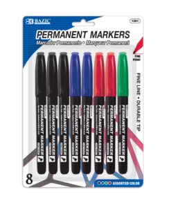 Assorted Colors Fine Tip Permanent Markers w/ Pocket Clip (8/Pack)