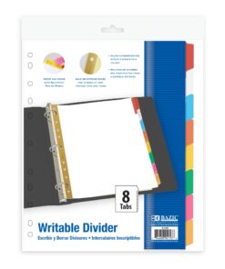 White Paper Dividers w/ 8-Writable Color Tabs