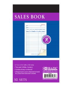 50 Sets 3 11/32" x 5 5/8" 2-Part Carbonless General Purpose Sales Book